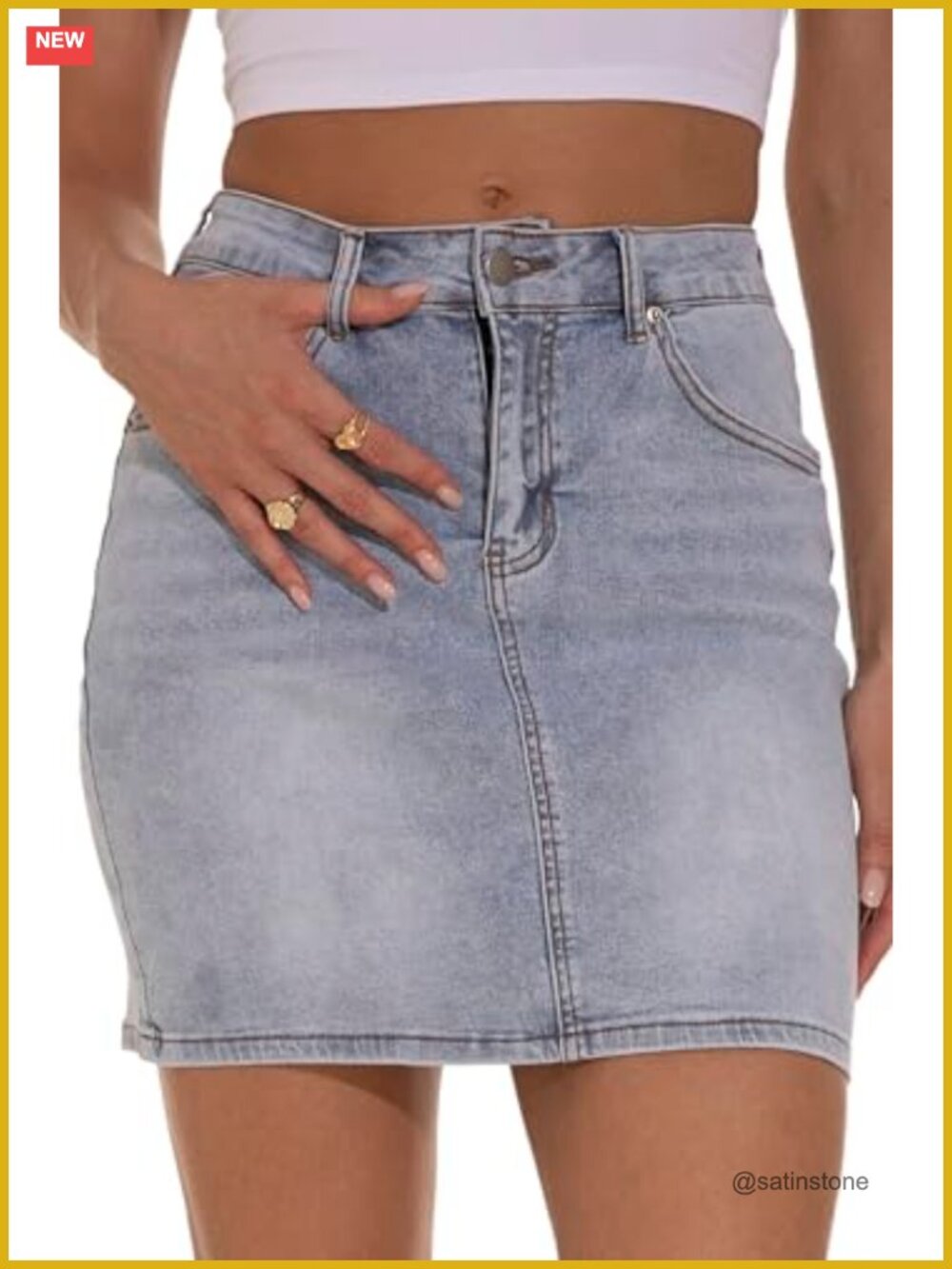 Women's Denim Mini Skirt Stretch High Waisted Slim Fit Jean Skirt